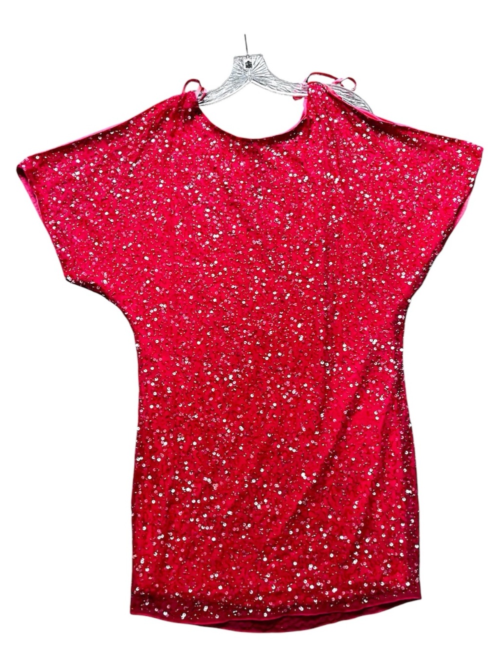 Aidan Mattox Coral Sequin Embellished Dress size 6 Butterfly Sleeves